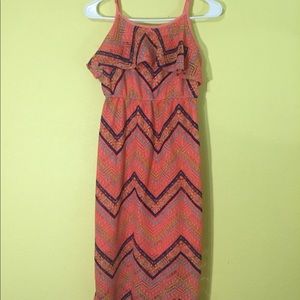 Long coral color summer dress